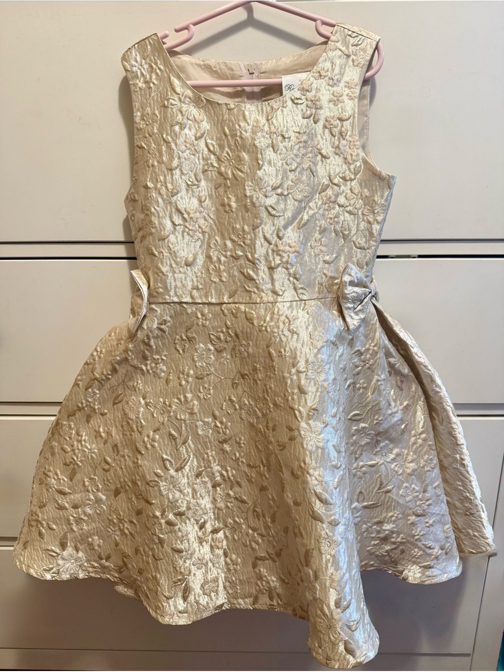 Rare Editions Gold Floral Jacquard Party Dress